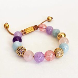 NIALAYA Aquamarine Amethyst Quartz Agate Bracelet